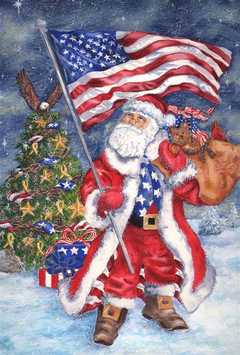 Patriotic Santa Decorative Flag Patriotic Christmas Christmas