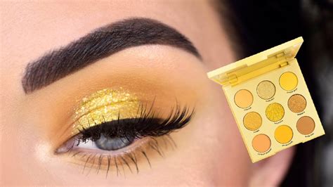 colourpop uh huh honey eyeshadow palette yellow eye makeup tutorial youtube