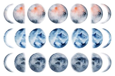 Premium Vector Watercolor Artistic Moon Phases Collection