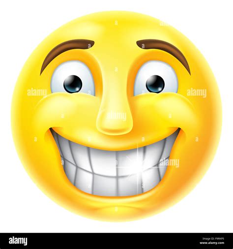 A Smiling Cartoon Emoji Emoticon Smiley Face Character Stock Photo