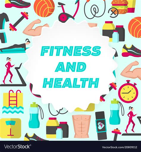 Fitness And Health Flat Poster Royalty Free Vector Image