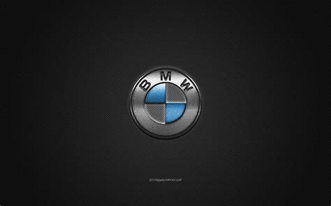 Bmw Logo Silver Logo Gray Carbon Fiber Background Bmw Metal Emblem