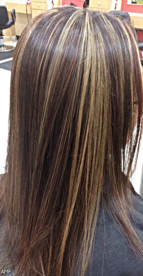 Determine what you want out of your hair color. Dark Brown Hair With Blonde Highlights And Red Lowlights ...