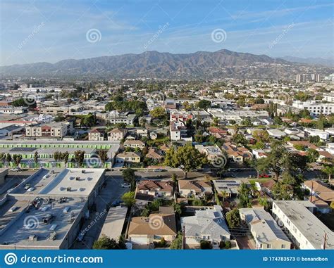 Aerial View Of Downtown Glendale City In Los Angeles Stock Image