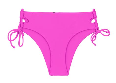 Magenta Pink Brazilian Bikini Bottom With Double Sides Tie Bottom Uv