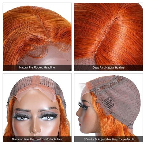 Beautyforever Burnt Orange Body Wave T Part Lace Human Hair Wigs Ginger