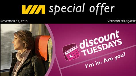 VIA Rail Canada Special offers: Discount Tuesdays! | Canadian Freebies