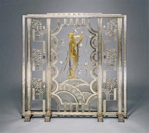 Details fireplace screen inspired by the fanciful form of parisian balcony railings. Iron and Bronze Fire Screen by Rose Ironworks, 1920s | Art ...