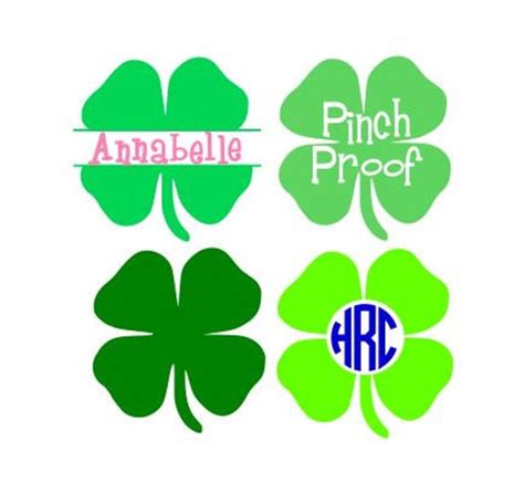 4 Leaf Clover Monogram And Pinch Proof Svg Png Dxf Ai Ps