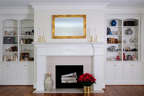 Colonial White Bookcases With Mantle Custom Cabinetry By Ken Leech