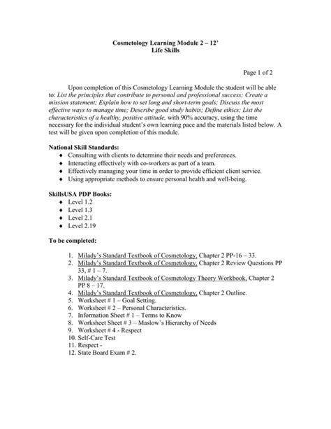 Milady Chapter 5 Worksheet Answers Studying Worksheets