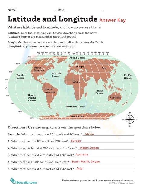 Free Collection Of Latitude And Longitude Worksheets