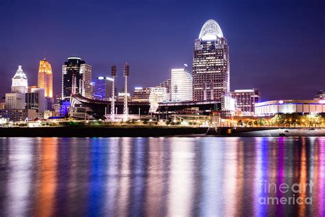 Cincinnati At Night Downtown City Buildings Photograph By Paul Velgos