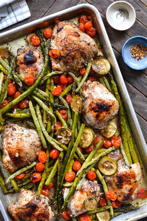 Sheet Pan Chicken Thighs With Summer Vegetables Ciao Chow Bambina