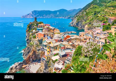 The Sea And Picturesque Vernazza Small Town In Cinque Terre National