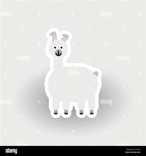 Happy Llama Funny Cartoon Animal Children Character Simple Vector
