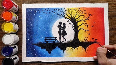Step By Step Romantic Couple Painting For Beginners Youtube