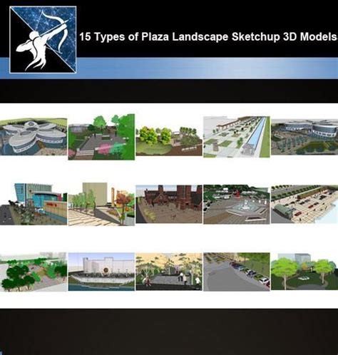 【sketchup 3d Models】15 Types Of Plaza Landscape Sketchup 3d Models V1