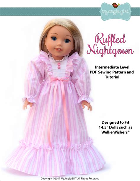 Ruffled Nightgown For 145 Dolls Pdf Sewing Pattern — Myangiegirl Doll Clothes And Sewing