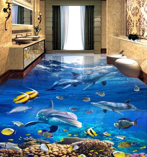 Tile Flooring Bathroom Photo Wallpaper Custom Self