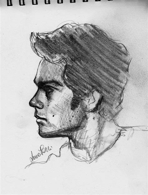 A Pencil Drawing Of A Mans Profile