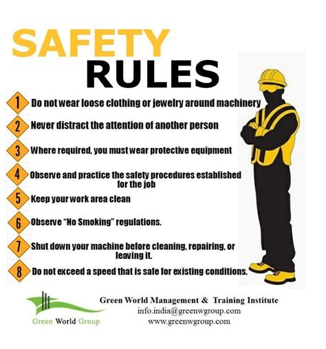 Safety rules in work place | Health and safety poster, Safety rules ...