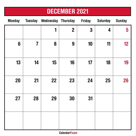 Our calendar printables are always free keeping our budget conscious friends happy. 2021 Monthly Planner Printable Free - Monday Start, Red ...