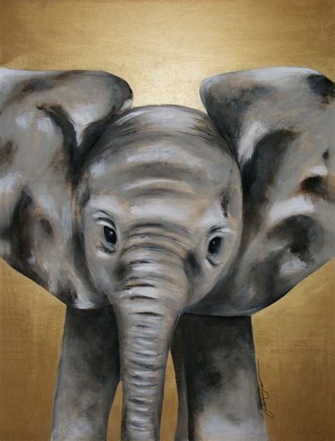 Made To Order Baby Elephant Acrylic Painting On Wood Original By Renée