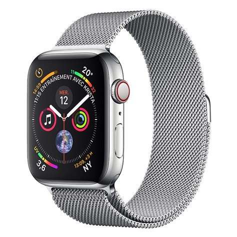 Apple watch series 5 uses watchos 6. Apple Watch Series 4 GPS + Cellular Acier Argent Milanais ...