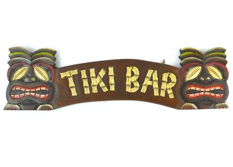Tiki Bar Sign Hand Carved Wood Sign Wall Art Island Tropical Etsy