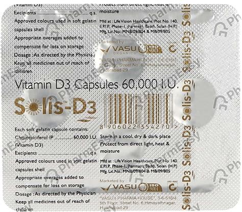 Solis D3 60000 Iu Capsule 4 Uses Side Effects Price And Dosage