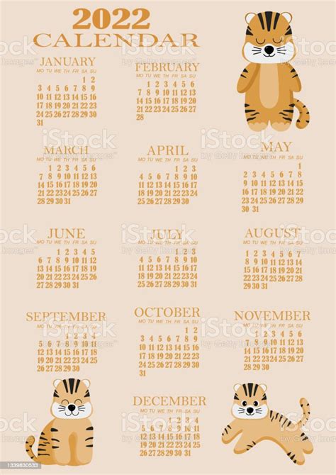 Il Concetto Di Design Del Calendario 2022 Con Simpatici Cuccioli Di