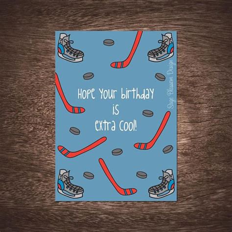 Printable Hockey Birthday Card Hockey Fan Ice Hockey Etsy Hockey