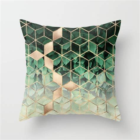 Leaves And Cubes Throw Pillow By Elisabeth Fredriksson Worldwide