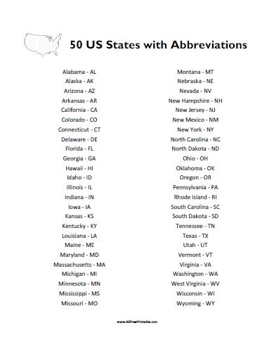Alphabetical Order Printable List Of 50 States And Capitals 17 Best
