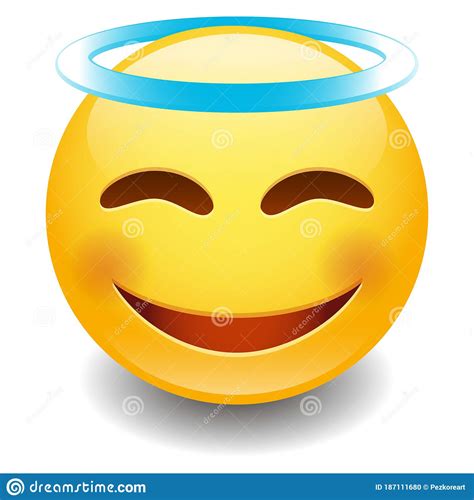 Angel Innocent Emoji Smiley Face Vector Design Art Stock Vector