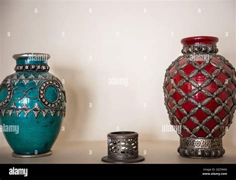 Antique Beautiful Egyptian Jugs In The Museum Close Up Cultural And Historical Heritage Of