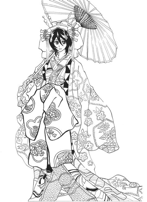 Geisha Kimono Coloring Pages Coloring Pages