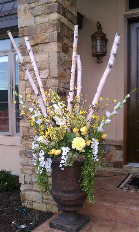 Spring Urn Arrangement Early Blooming Forsythia Branches