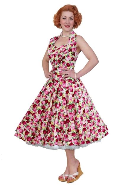 1950s Halterneck Rose Garden Dress From Vivien Of Holloway