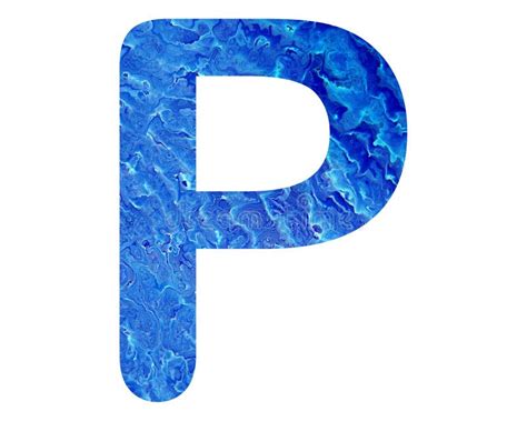 Blue Watercolor Capital Letter P Isolated On White Background Stock