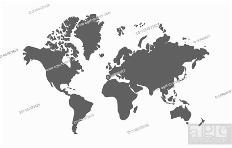 Simplified Grey World Map Generalized Round Corners World Map Stock