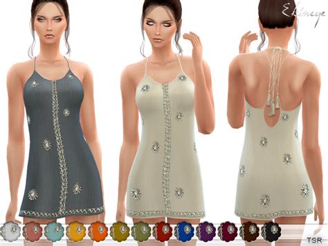 Crossed Back Dress With Tassel Ties By Ekinege At Tsr Sims 4 Updates