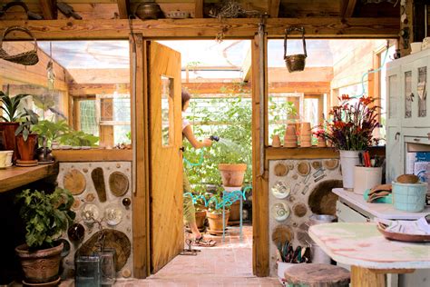 The interior of the shed was painted for airiness and light. Step Inside This Fairy-Tale Garden Shed - Sunset Magazine