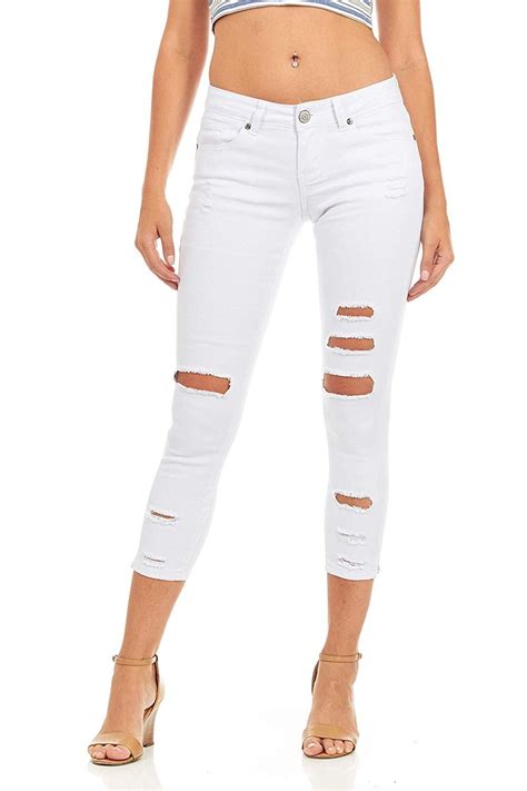 Cute Teen Girl Teen Girlss Cropped Ripped Distressed Skinny Jeans Plus