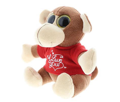 Brown Monkey Big Eye Red I Love You Shirt Valentines Plush Super Soft