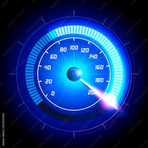 Vector Illustration Car Speedometer Dashboard Icon Speed Meter Fast Race Technology Design