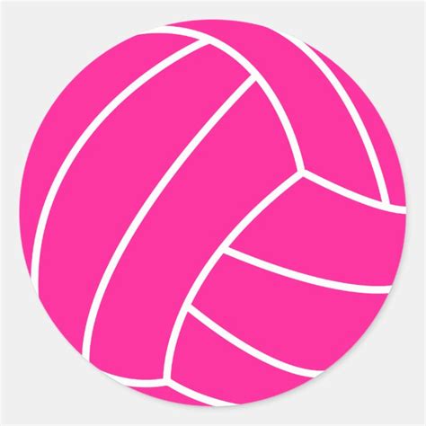 Hot Pink Volleyball Classic Round Sticker Zazzle