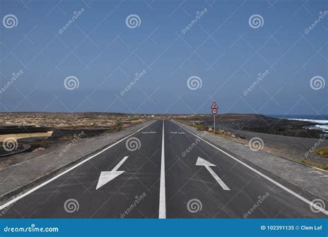 Two Ways Road Near The Sea Stock Image Image Of Dawn 102391135