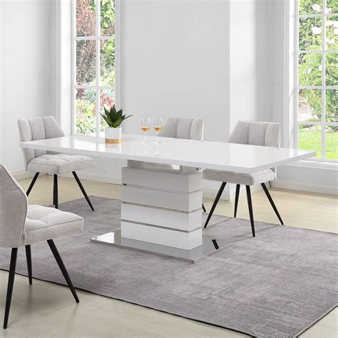 Hayne High Gloss White Extending Dining Table 6 To 8 Seater Shop